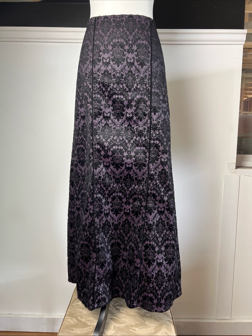 Lip Service Quoth the Raven Black Purple Damask Fishtail Mermaid Y2K Goth Skirt